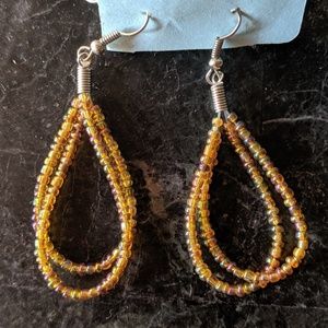 Amber beaded teardrop earrings